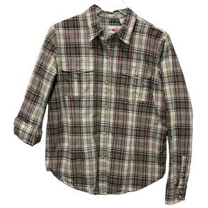 Roper Women Size L Plaid Print Long Sleeve Snap Button Performance Western Shirt